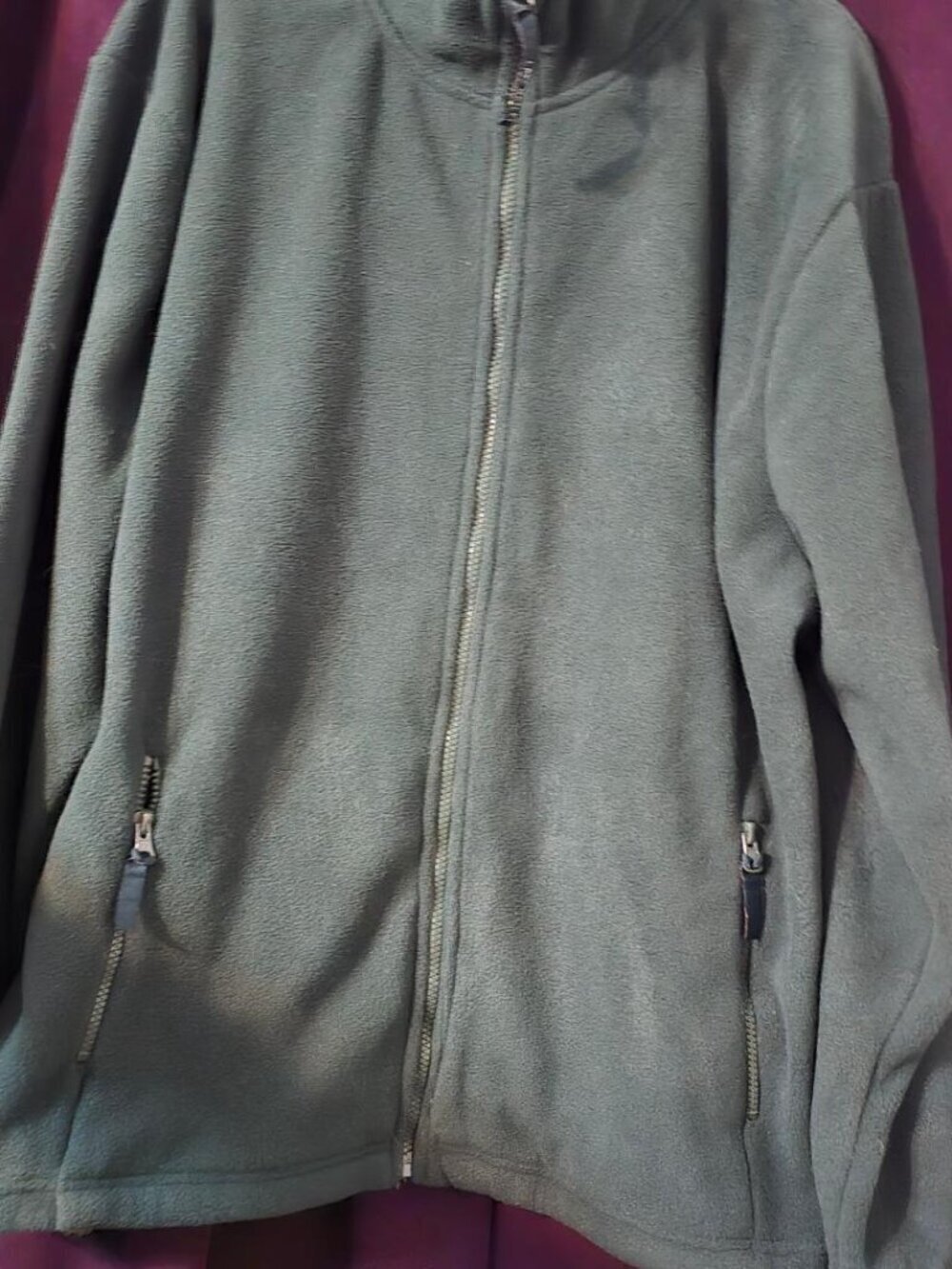 XL Lake‎ Matley Zipper Fleece un-lined Pocket Collar Sweater Jacket Green Unisex